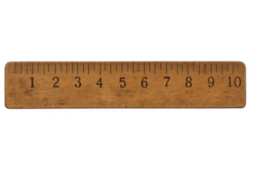 Vintage wooden ruler showing 10 centimeters isolated