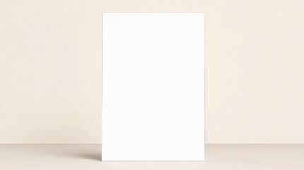 Blank Vertical White Card Mockup on Minimalist Cream Background for Invitation or Greeting Design,  Mockup , Valentine's Day Flat Lay 