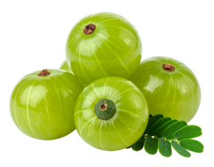 Fresh Indian Gooseberries Amla Fruit Isolated on White Background.