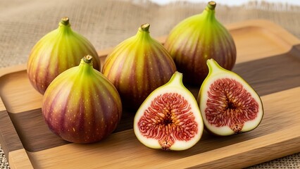 Fresh figs on a wooden cutting board