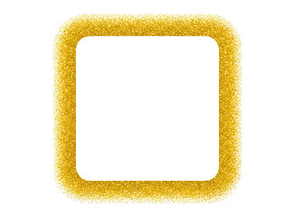 Gold glitter square frame border isolated on transparent background