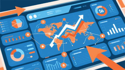 Illustration Of Business Analysis With Data Display, And Economic Growth With Financial Graphs Vector Design Template © BedRoses