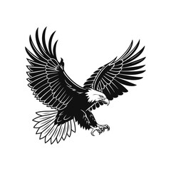 Obraz premium Powerful Eagle in Flight Silhouette Vector Illustration