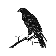 Obraz premium Perched Eagle Silhouette Vector Illustration on White Background