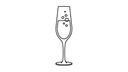 Champagne Glass with Bubbles Illustration. © ampuh
