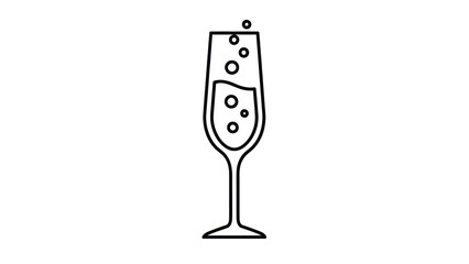 Champagne Flute with Bubbles Illustration. © ampuh