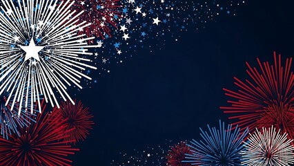 Vibrant fireworks display against dark blue night sky