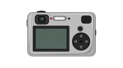 Fototapeta premium Digital Camera Front View in Modern Design with Gray Color and Soft Lighting for Technology Advertising
