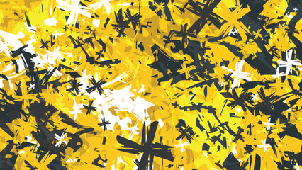 Abstract Grunge Vector Background with Yellow and Black Brush Strokes