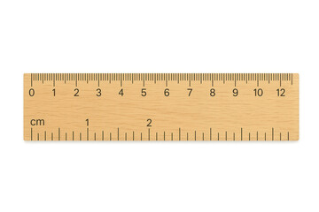 Wooden ruler with centimeter scale for measuring length