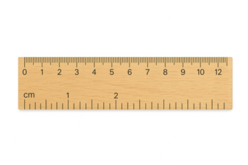Wooden ruler with centimeter scale for measuring length