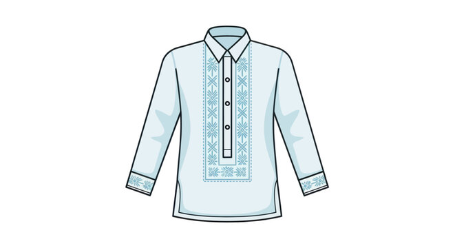 Traditional Filipino Barong Tagalog Shirt with Intricate Embroidery.