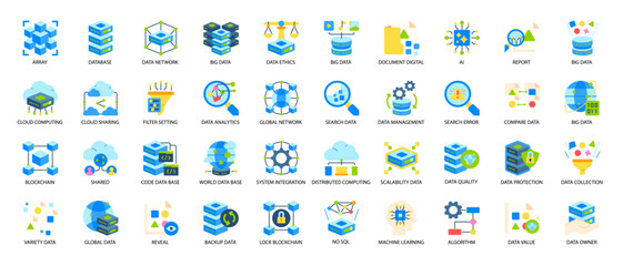 Fototapeta premium Big Data Analytics and Processing Flat Icon