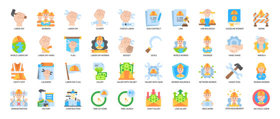 Labor Day Flat Icon Pack