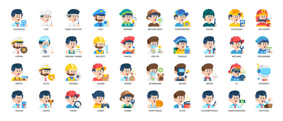 Man Job and Profession Flat Icon Pack