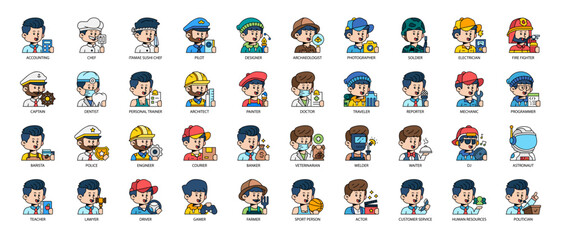 Man Job and Profession Filled Line Icon Pack © ozy