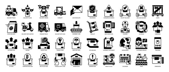 Logistics and Shipping Solid Icon Pack