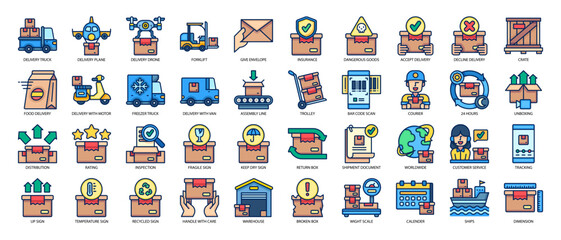 Logistics and Shipping Filled Line Icon Pack