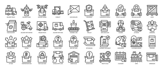 Logistics and Shipping Line Icon Pack