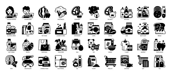 Supermarket Solid Icon Pack