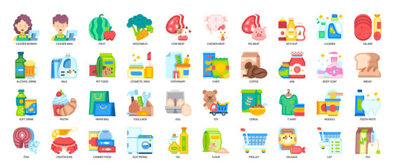 Supermarket Flat Icon Pack