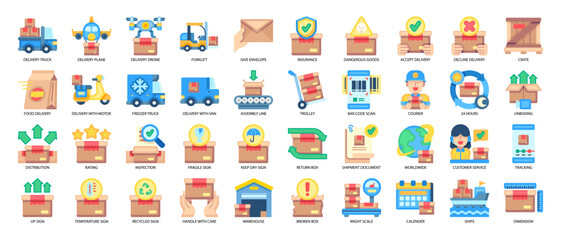 Logistics and Shipping Flat Icon Pack