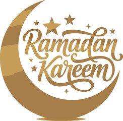 Ramadan Kareem crescent moon and stars calligraphy