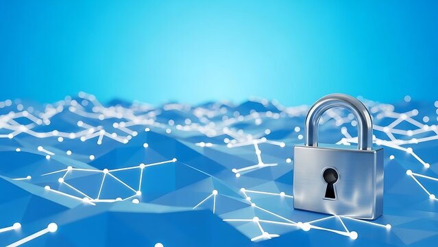 Secure network protection with padlock - Powered by Adobe