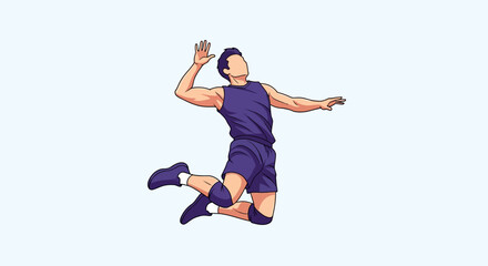 Fototapeta premium Illustration of a male volleyball player jumping to spike or block the ball during a game.