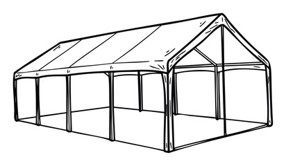 Versatile outdoor event tent suitable for temporary shelter during parties, market fairs, and large gatherings, offering adaptable protection.