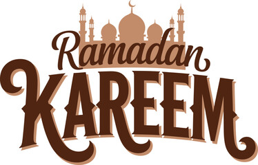 Ramadan Kareem text with mosque silhouette islamic