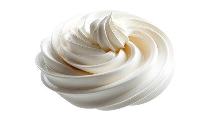 Delicate smooth white cream or frosting expertly swirled into an elegant spiral shape, ideal for showcasing fresh dessert toppings, indulgent culinary treats, and sweet bakery product