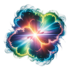 Colorful cosmic galaxy explosion isolated on transparent background
