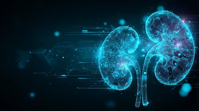 Futuristic kidney hologram background