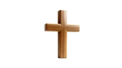 A finely textured wooden Christian cross stands tall and strong, embodying faith, hope, and spirituality, perfect for church media, inspirational quotes, religious teachings, or