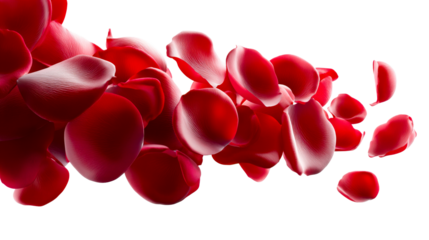 Floating crimson flower petals creating a romantic atmospheric celebration of passion and affection ideal for Valentines Day events anniversaries or elegant decorative presentations