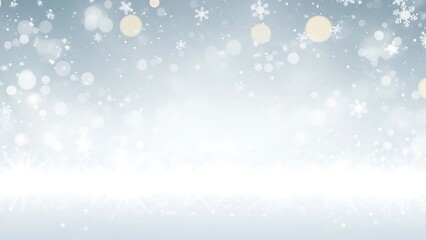 Winter wonderland scene with snowflakes and bokeh lights