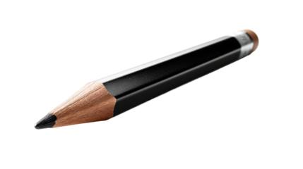 A short black sharpened wooden pencil with an eraser provides essential stationery for office tasks, school work, creative drawing, and everyday writing needs.