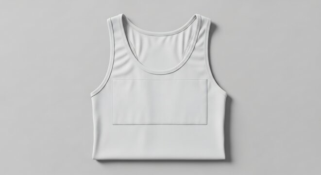 White Tank Top Mockup on Gray Background for Fashion Design.
