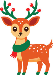 Christmas decorated cute deer vector