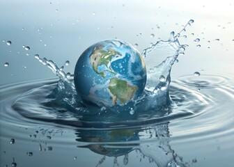 Earth Globe Splashing into Water Symbolizing Global Impact