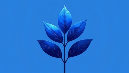 Vibrant blue plant with glossy leaves on solid background