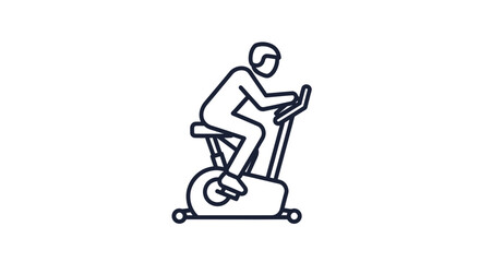 Person Exercising on Stationary Bike: Line Art Illustration for Fitness and Health.