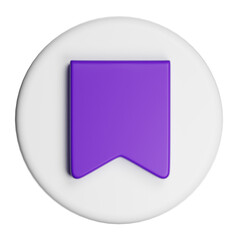 3d purple save bookmark icon on transparent background