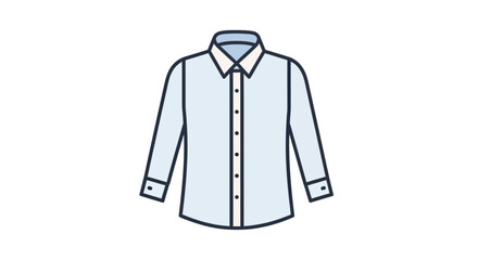 Light Blue Long-Sleeved Collared Dress Shirt Icon Illustration.