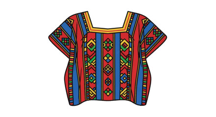 Colorful Guatemalan Huipil Blouse with Intricate Geometric Patterns and Vibrant Colors.