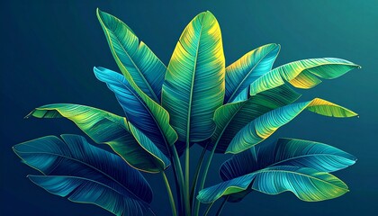 Vibrant tropical plant with colorful leaves on dark background