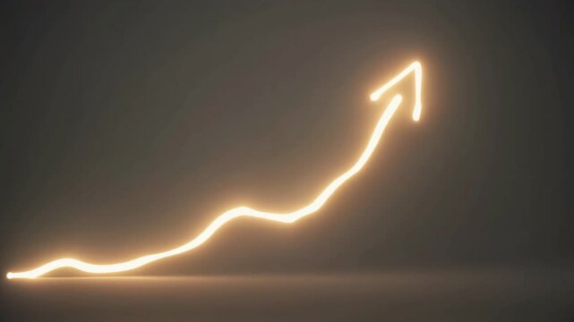 Glowing abstract growth line moving upward with organic motion symbolizing sustainable progress, innovation, and long-term development.