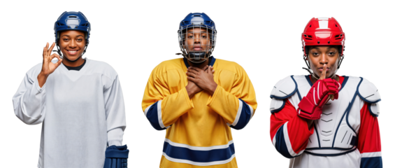 Diverse Ice Hockey Players in Gear: Celebrating Team Spirit and Unity on Ice