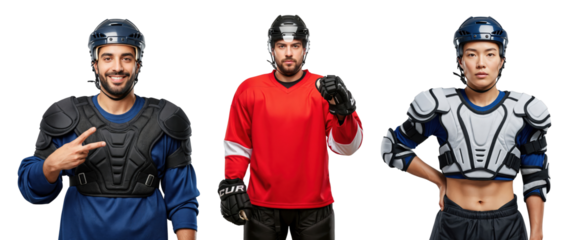 Diverse Ice Hockey Players in Gear: Men and Women in Protective Equipment, Sport Action with Smiles and Intensity